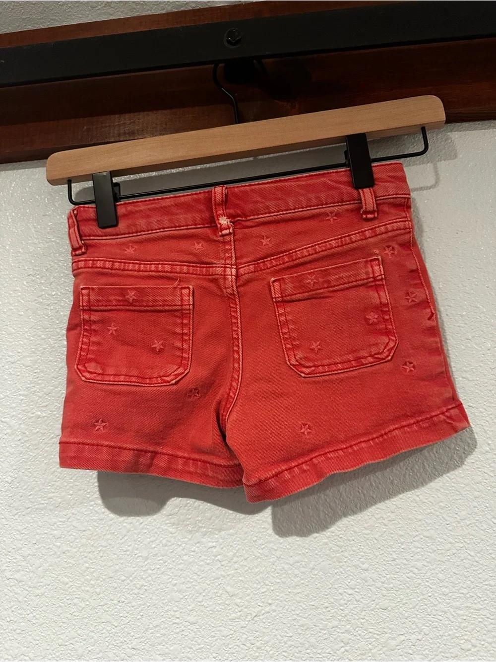 Cat & Jack Coral Red Star-Embroidered Cotton Shorts